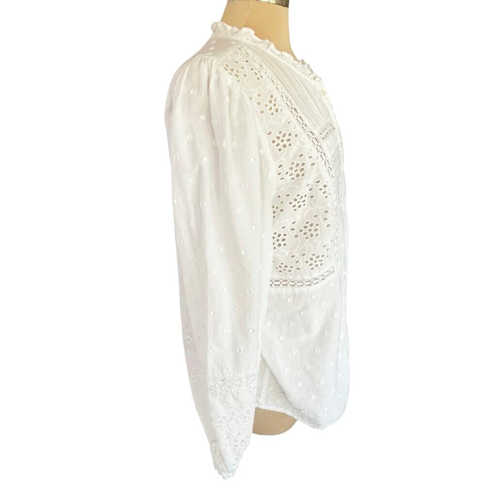 Vineyard Vines White Cotton Eyelet Button Up Top Cottagecore Boho Peasant Sz XL - Picture 11 of 12